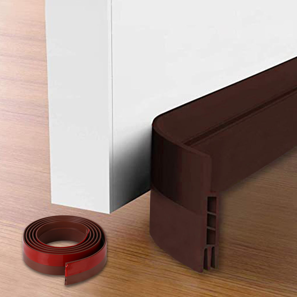 2m Draught Excluder Strong Adhesive Door Draft Stopper Soundproof Door Seal Strip for Bottom of Door - Black/White/Brown