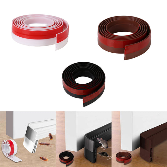 2m Draught Excluder Strong Adhesive Door Draft Stopper Soundproof Door Seal Strip for Bottom of Door - Black/White/Brown