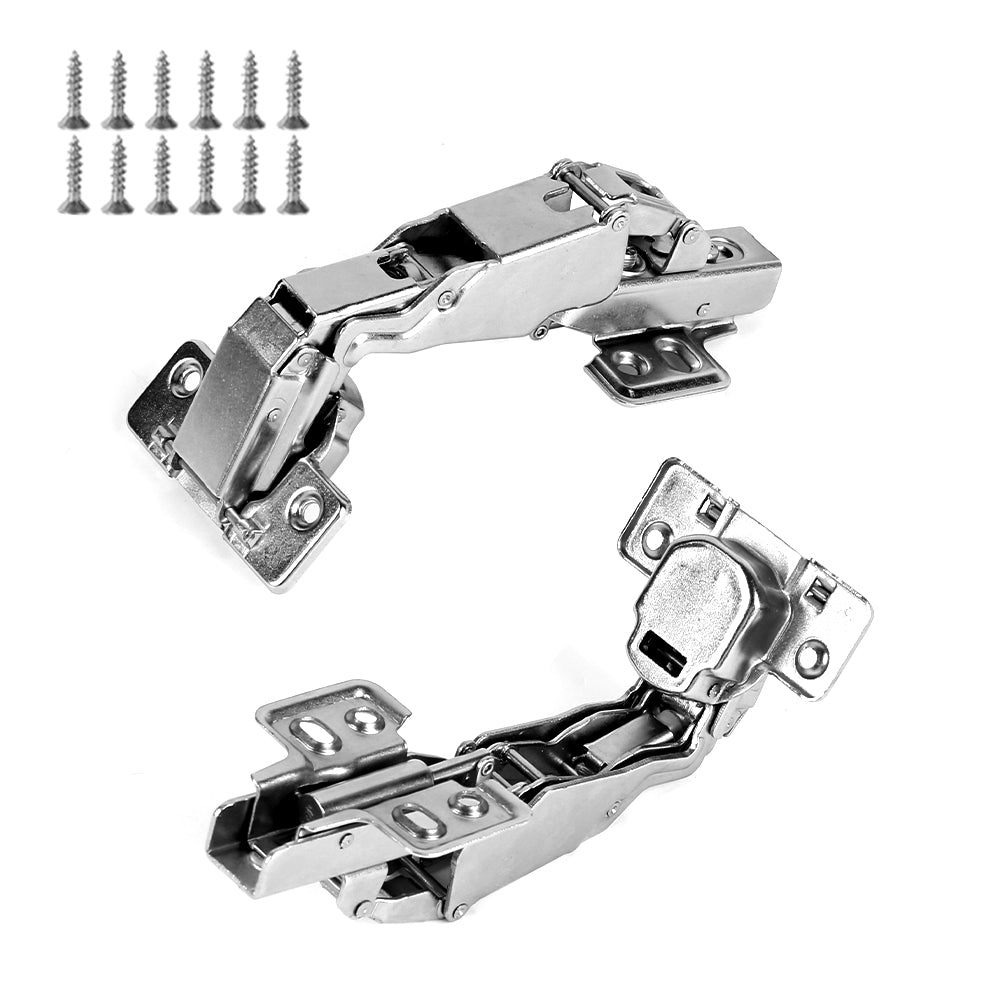 2 Pack 165 Degree Soft Close Frameless Hinges Cabinets Door Hinges Clip-on European Hinge with Screws - Half Overlay