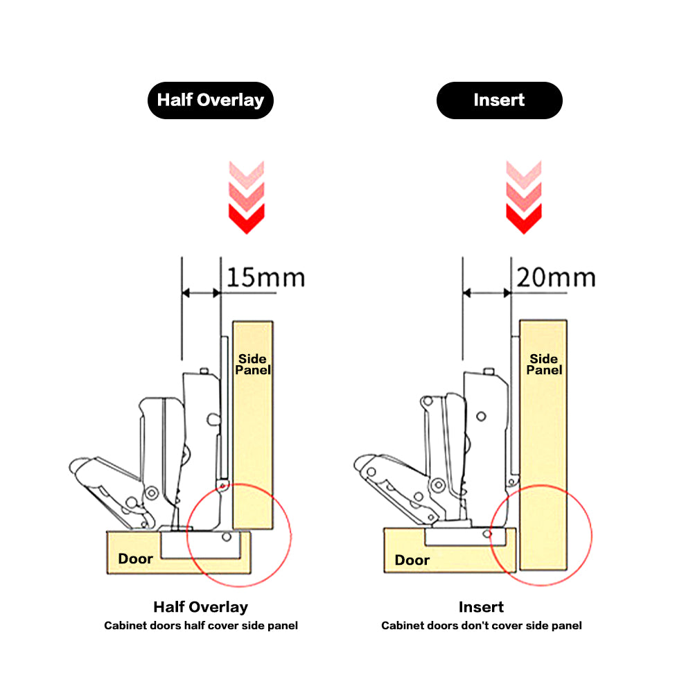 2 Pack 165 Degree Soft Close Frameless Hinges Cabinets Door Hinges Clip-on European Hinge with Screws - Half Overlay