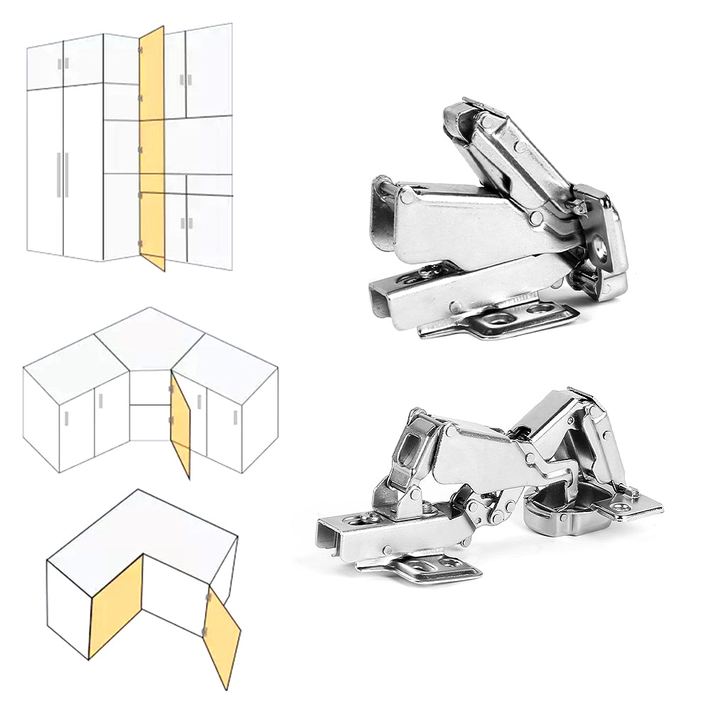 2 Pack 165 Degree Soft Close Frameless Hinges Cabinets Door Hinges Clip-on European Hinge with Screws - Half Overlay