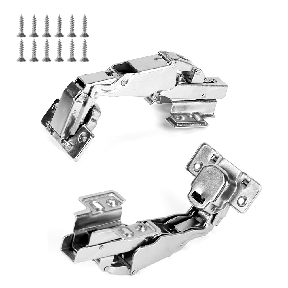 2 Pack 165 Degree Soft Close Frameless Hinges Cabinets Door Hinges Clip-on European Hinge with Screws - Insert