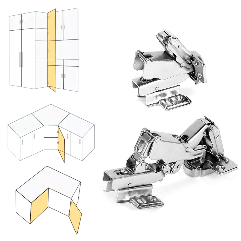 2 Pack 165 Degree Soft Close Frameless Hinges Cabinets Door Hinges Clip-on European Hinge with Screws - Insert