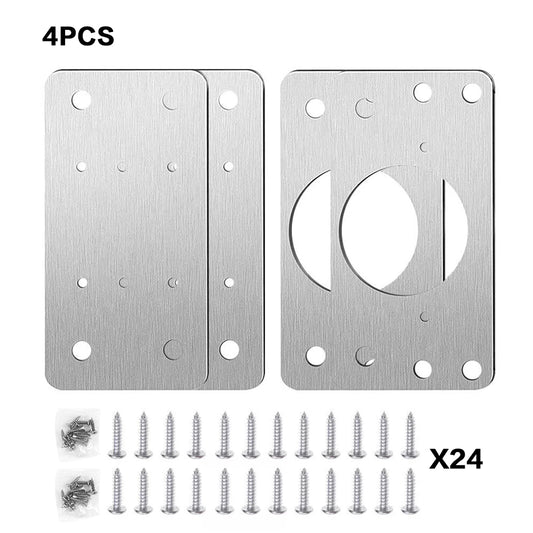 4 Pack Door Hinge Plate Cupboard Hinge Repair Plate Cabinet Hinge Repair Brackets