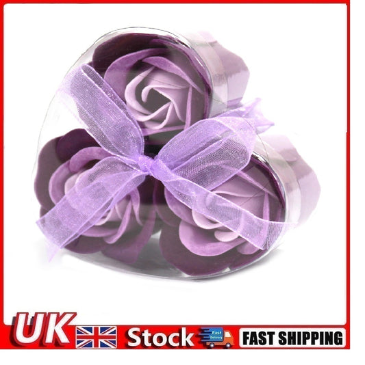 Set of 3 Soap Flower Heart Box - Lavender Roses - Per case: 1 Piece