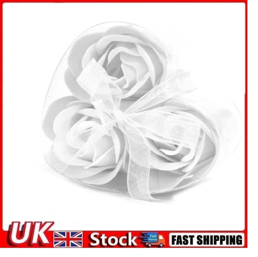 Set of 3 Soap Flower Heart Box - White - Per case: 1 Piece