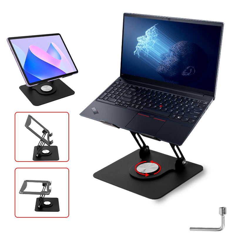 360-degree Rotation Metal Portable Laptop Tablet Stand Riser Bracket Adjustable Holder for Desk - Black OR Silver