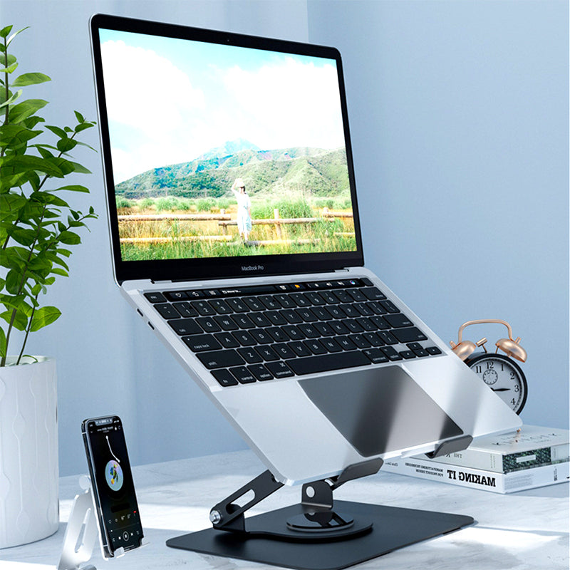 360-degree Rotation Metal Portable Laptop Tablet Stand Riser Bracket Adjustable Holder for Desk - Black OR Silver