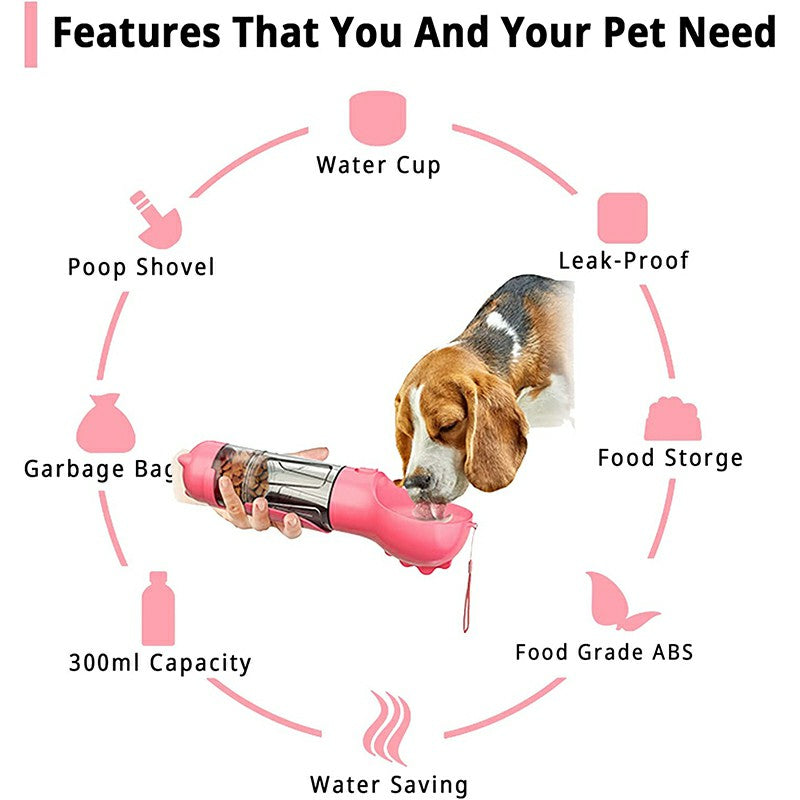 300 ml Pet Dog Water Bottle Portable Drinking Water Dispenser with Poo bags