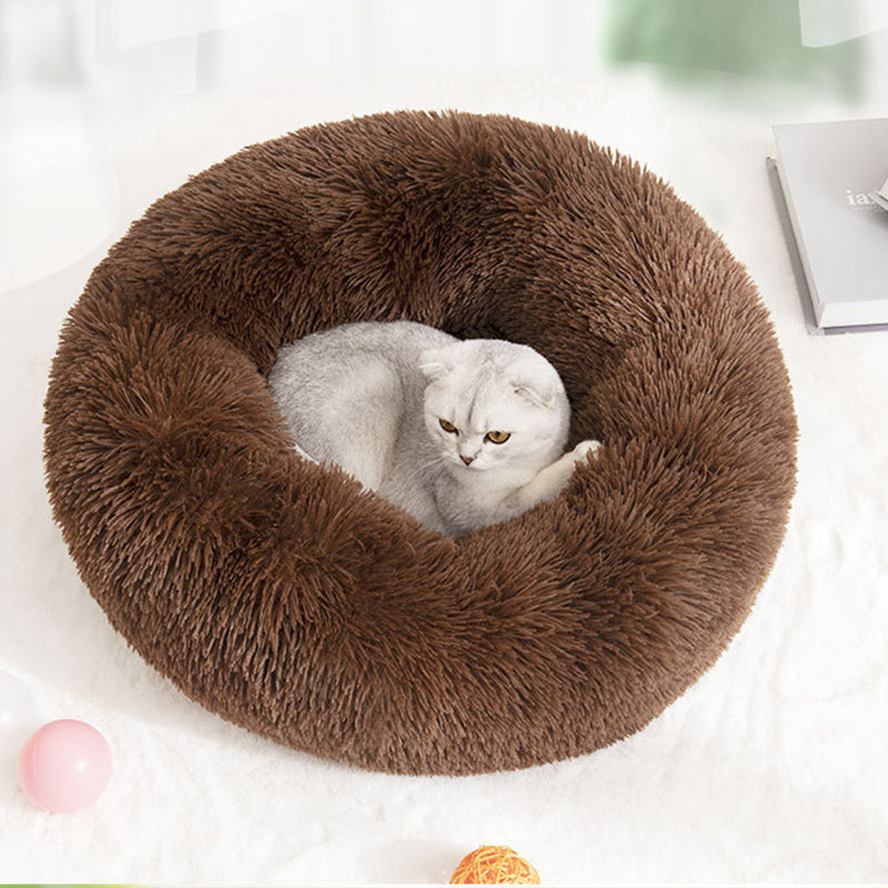 Washable Dog Cat Bed Donut Soft Round Plush Cat Beds For Calming Pet Anti Anxiety UK