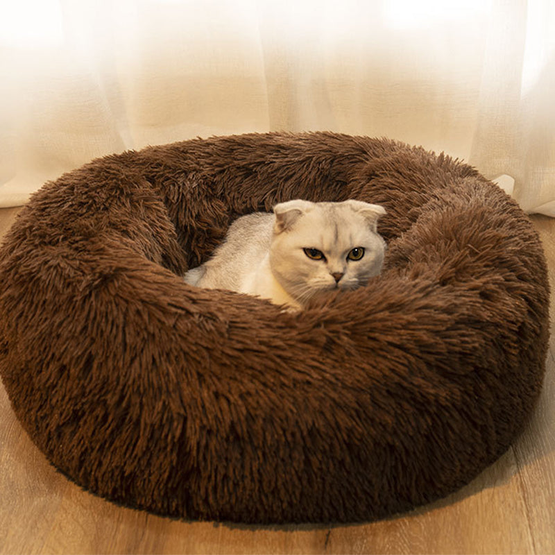 Washable Dog Cat Bed Donut Soft Round Plush Cat Beds For Calming Pet Anti Anxiety UK