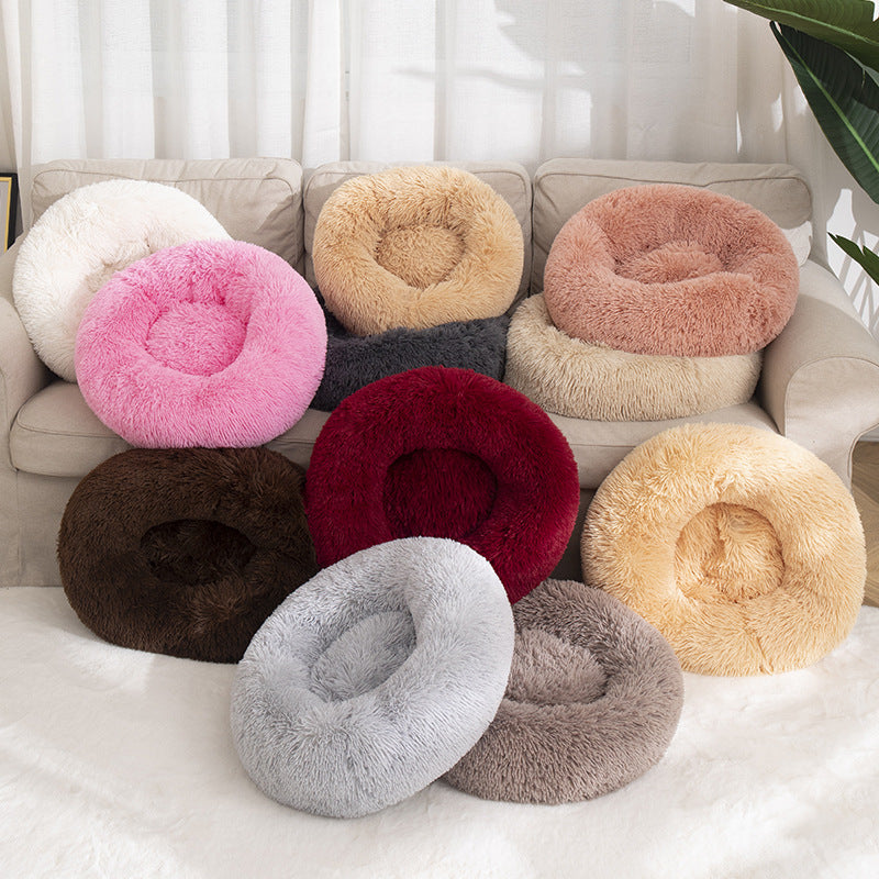 Washable Dog Cat Bed Donut Soft Round Plush Cat Beds For Calming Pet Anti Anxiety UK