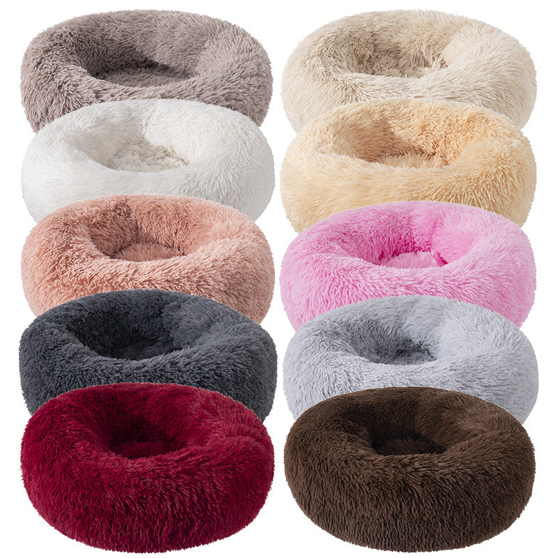 Washable Dog Cat Bed Donut Soft Round Plush Cat Beds For Calming Pet Anti Anxiety UK