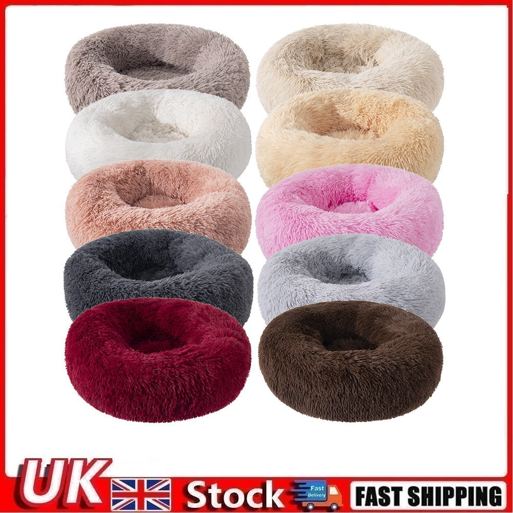 Washable Dog Cat Bed Donut Soft Round Plush Cat Beds For Calming Pet Anti Anxiety UK