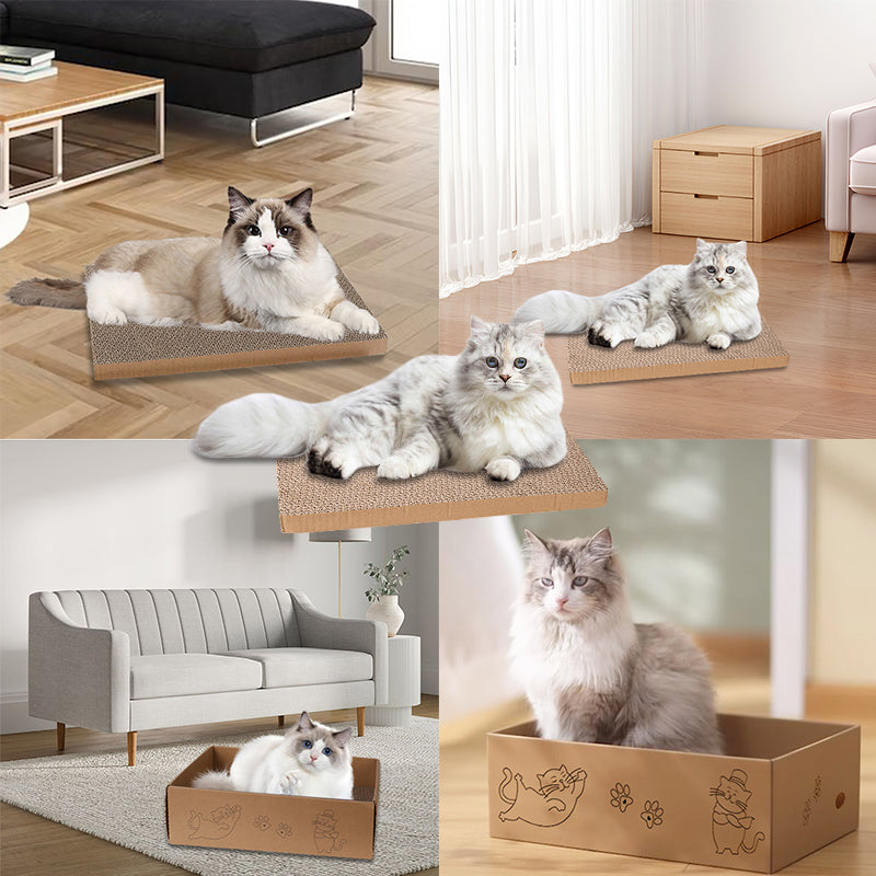 5PCS Cat Scratching Board Reversible Cat Cardboard Refill Pad Corrugated Scratch Bed for Indoor Kitty