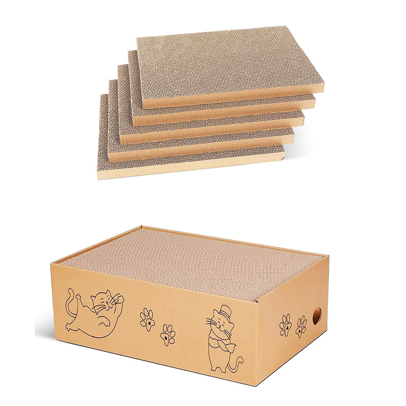 5PCS Cat Scratching Board Reversible Cat Cardboard Refill Pad Corrugated Scratch Bed for Indoor Kitty