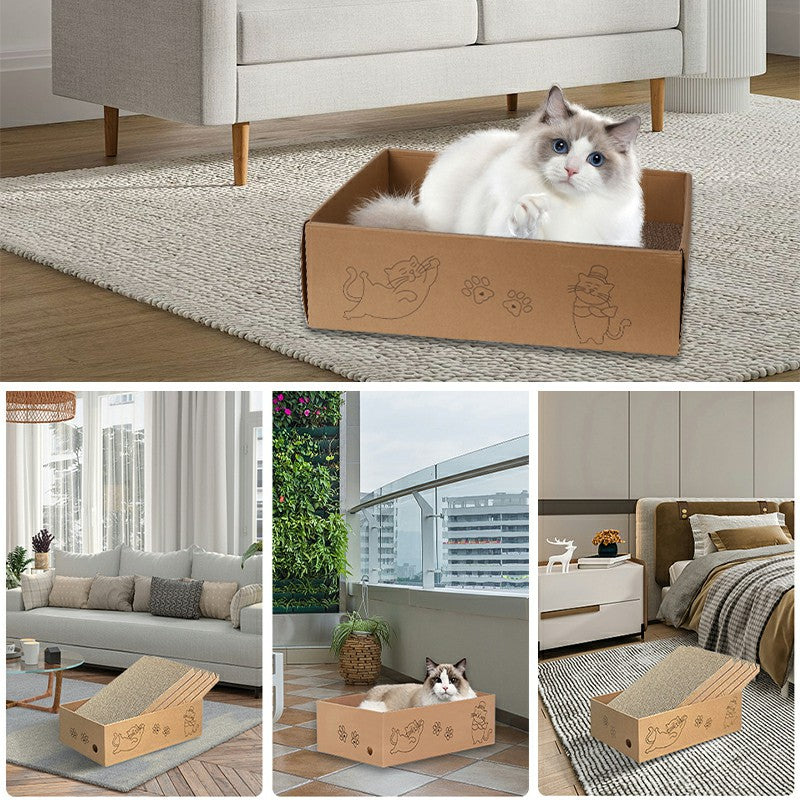 5PCS Cat Scratching Board Reversible Cat Cardboard Refill Pad Corrugated Scratch Bed for Indoor Kitty