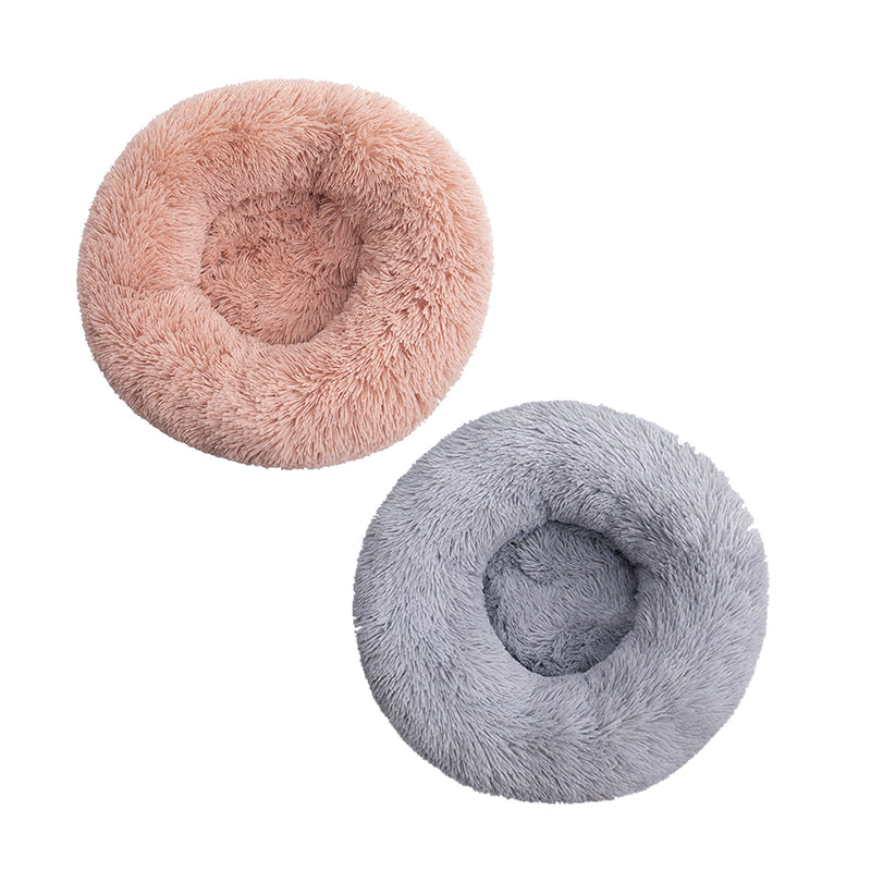 Detachable and Washable Comfy Donut Extra Large Dog Cat Beds Warm Bed Pet Round Plush Puppy Beds Sizes 80cm 100cm Green Light Grey Pink