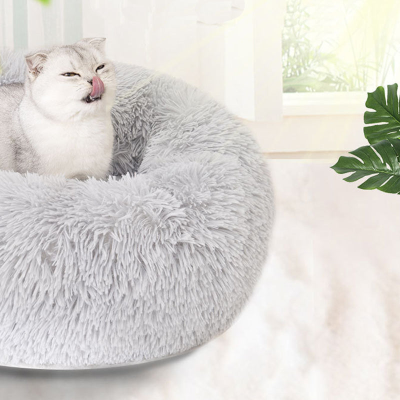 Detachable and Washable Comfy Donut Extra Large Dog Cat Beds Warm Bed Pet Round Plush Puppy Beds Sizes 80cm 100cm Green Light Grey Pink