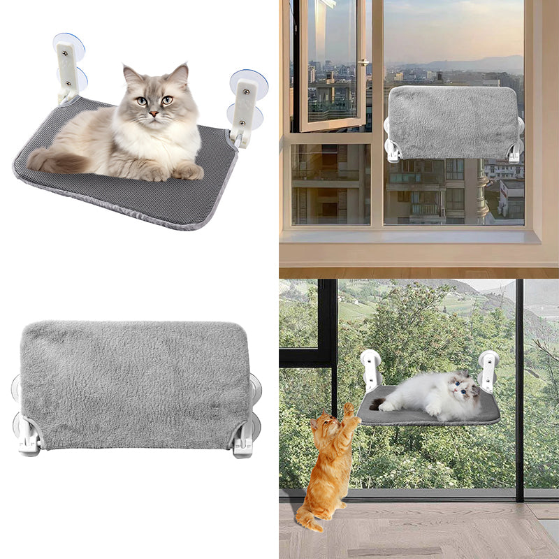 Cat Window Hammock Cordless Folding Cat Window Perch with 4 Suction Cups Sturdy Frame for Glass Windows and Interior Walls