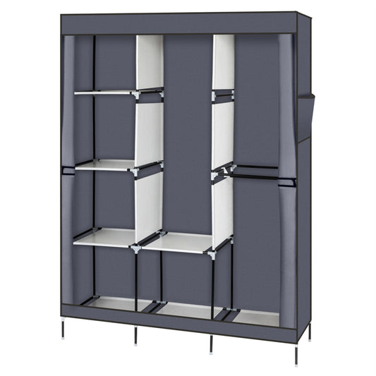 71" Portable Closet Wardrobe Clothes Rack Storage Organizer with Shelf- Gray