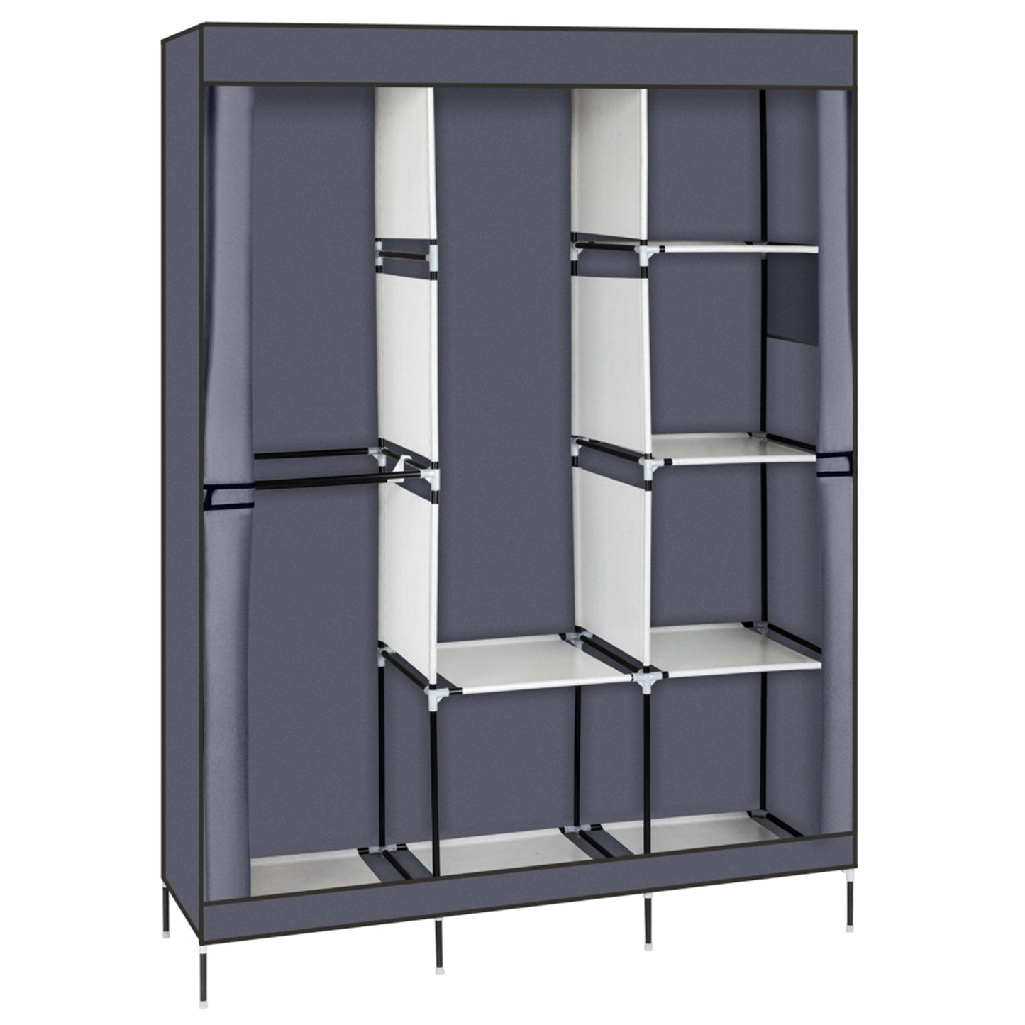 71" Portable Closet Wardrobe Clothes Rack Storage Organizer with Shelf- Gray