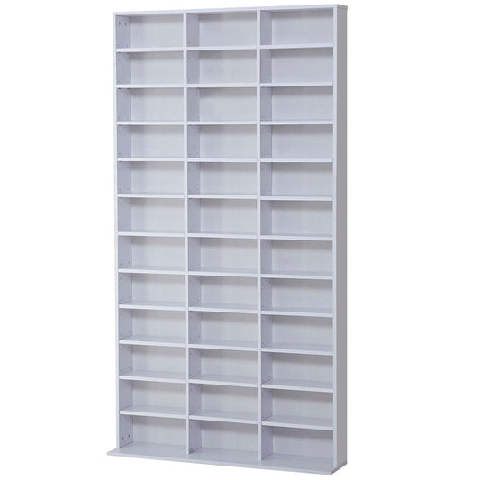 HOMCOM CD DVD Media Storage Shelves Display Shelf Racks Wooden Frame White