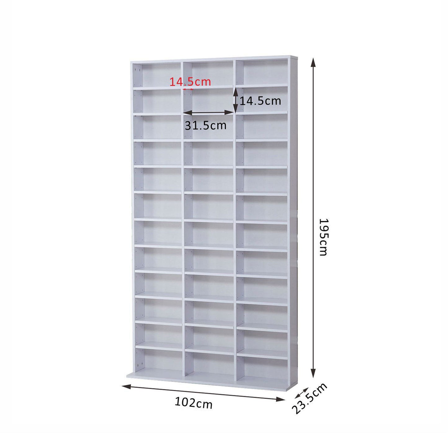 HOMCOM CD DVD Media Storage Shelves Display Shelf Racks Wooden Frame White