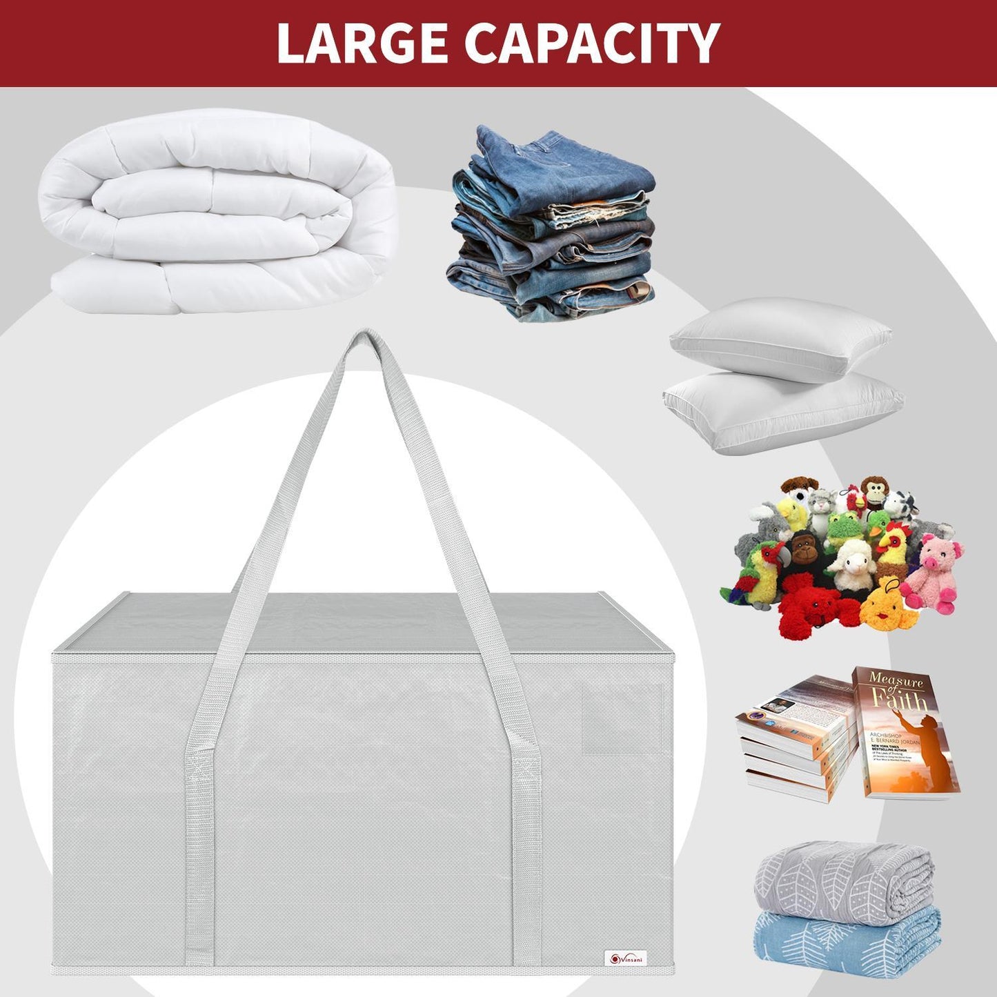 4 Pack Moving Bags Huge Capacity Heavy Duty Organisers Underbed Storage Grey