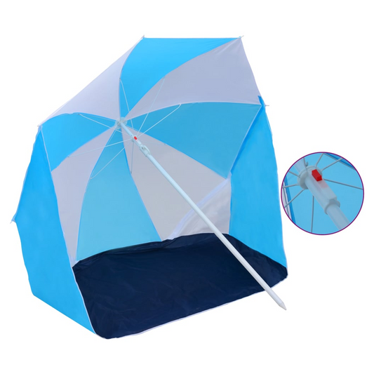 Beach Umbrella Shelter Blue and White 180 cm Fabric