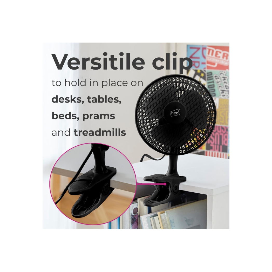 Neo Mini Clip Base Mount Desk Fan Black