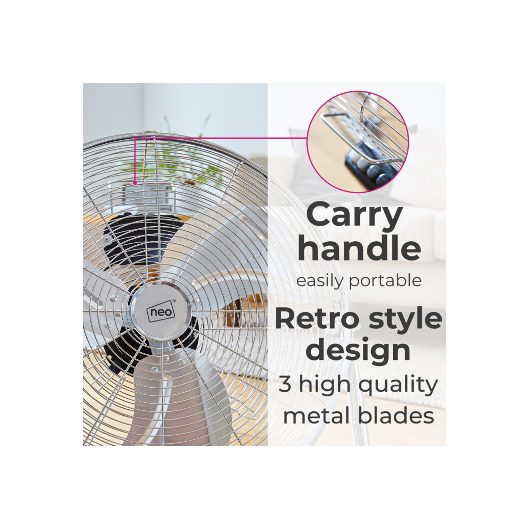 Neo High Velocity Chrome Metal Floor Freestanding Fan ? 16 Inch