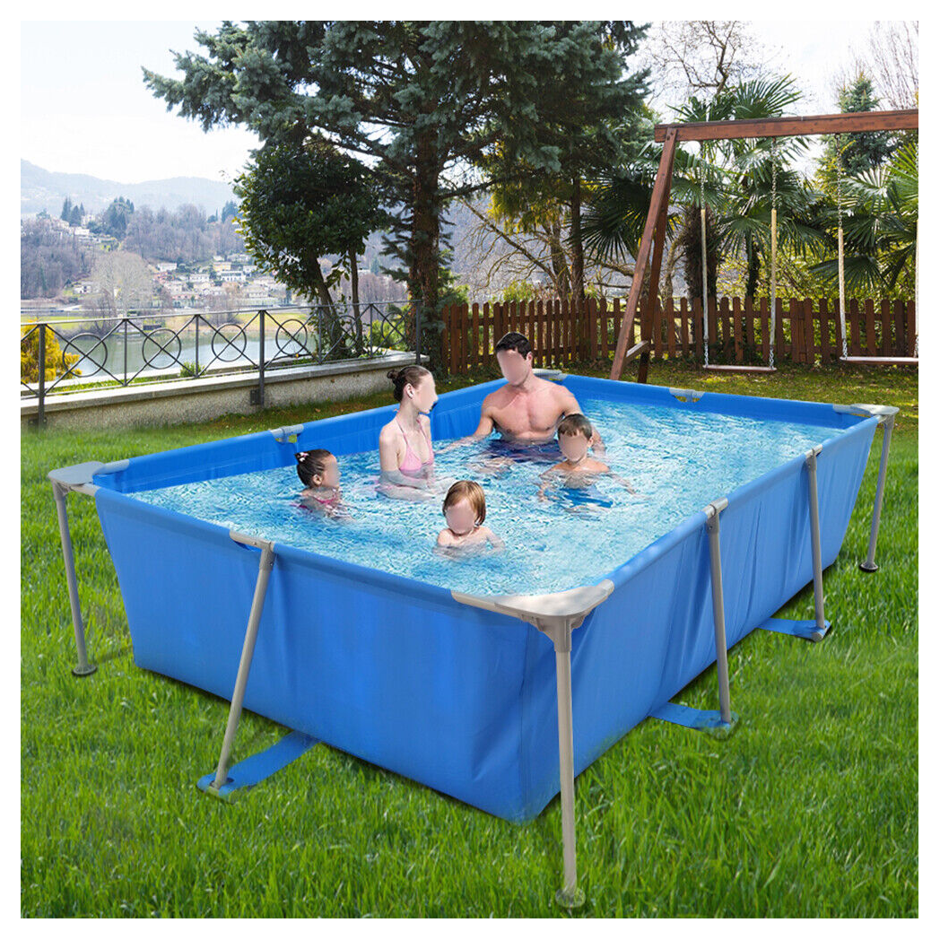 Metal Frame Rectangular Swimming Pool Portable Above Ground Easy Set Pool Family