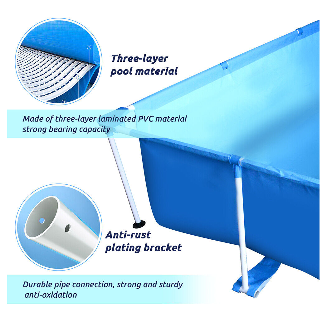 Metal Frame Rectangular Swimming Pool Portable Above Ground Easy Set Pool Family