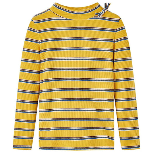 Kids' T-shirt with Long Sleeves Striped Ochre 104