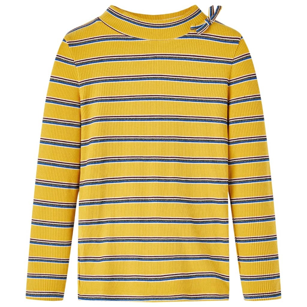 Kids' T-shirt with Long Sleeves Striped Ochre 104