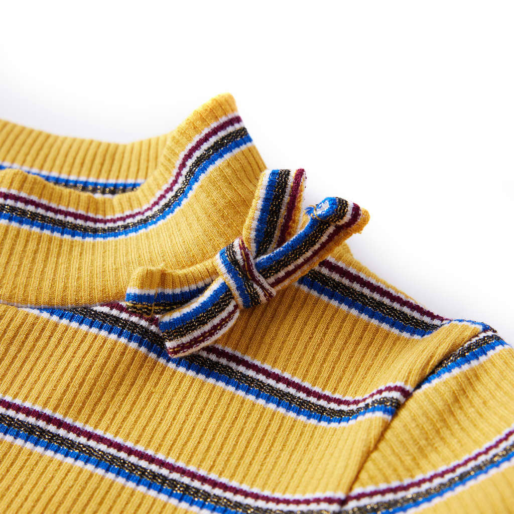 Kids' T-shirt with Long Sleeves Striped Ochre 104