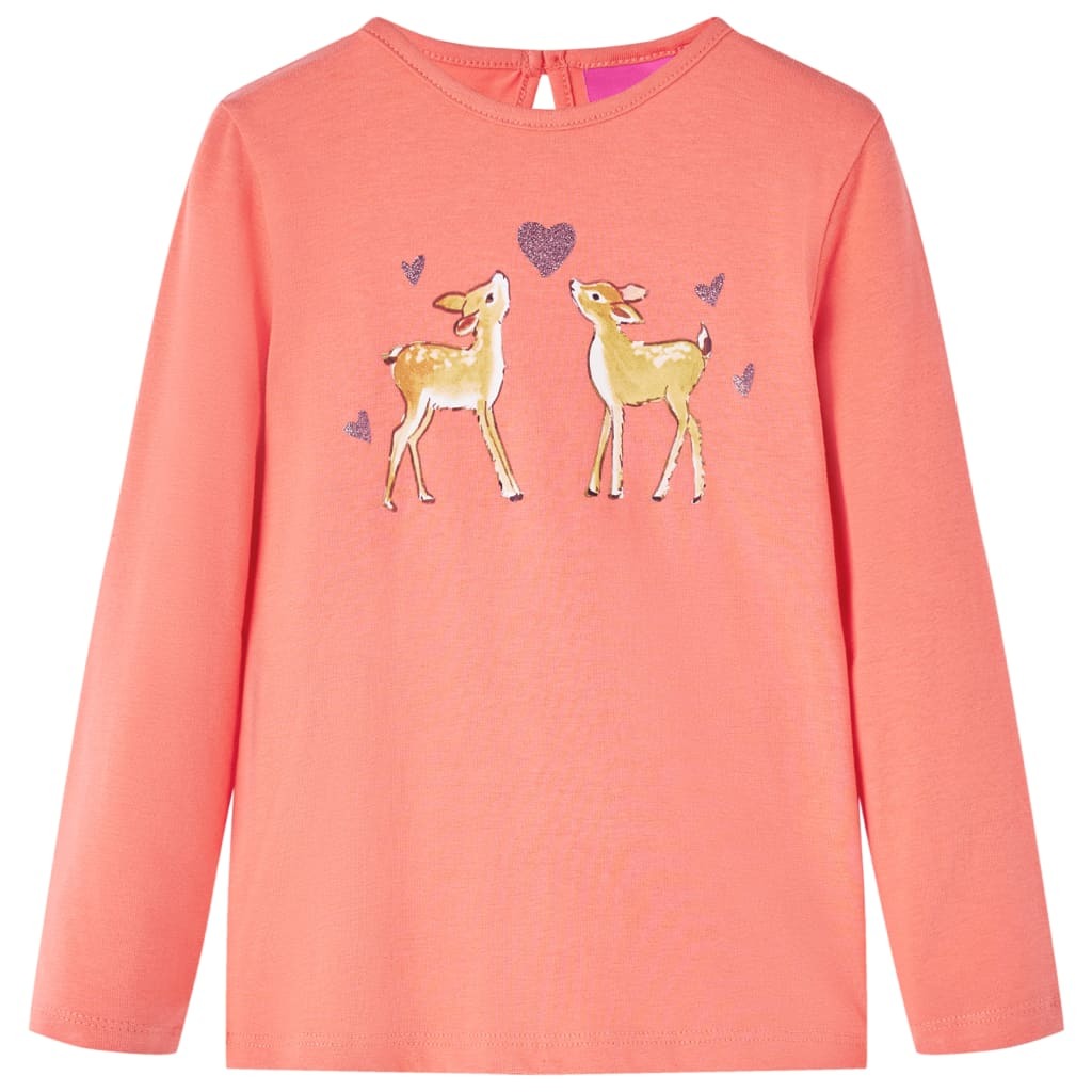 Kids' T-shirt with Long Sleeves Deers Print Coral 104