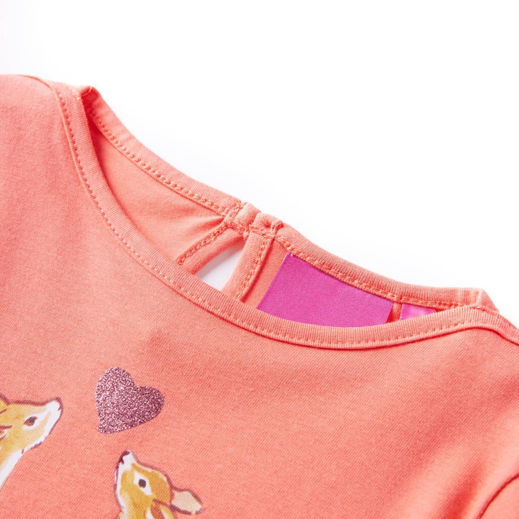 Kids' T-shirt with Long Sleeves Deers Print Coral 104