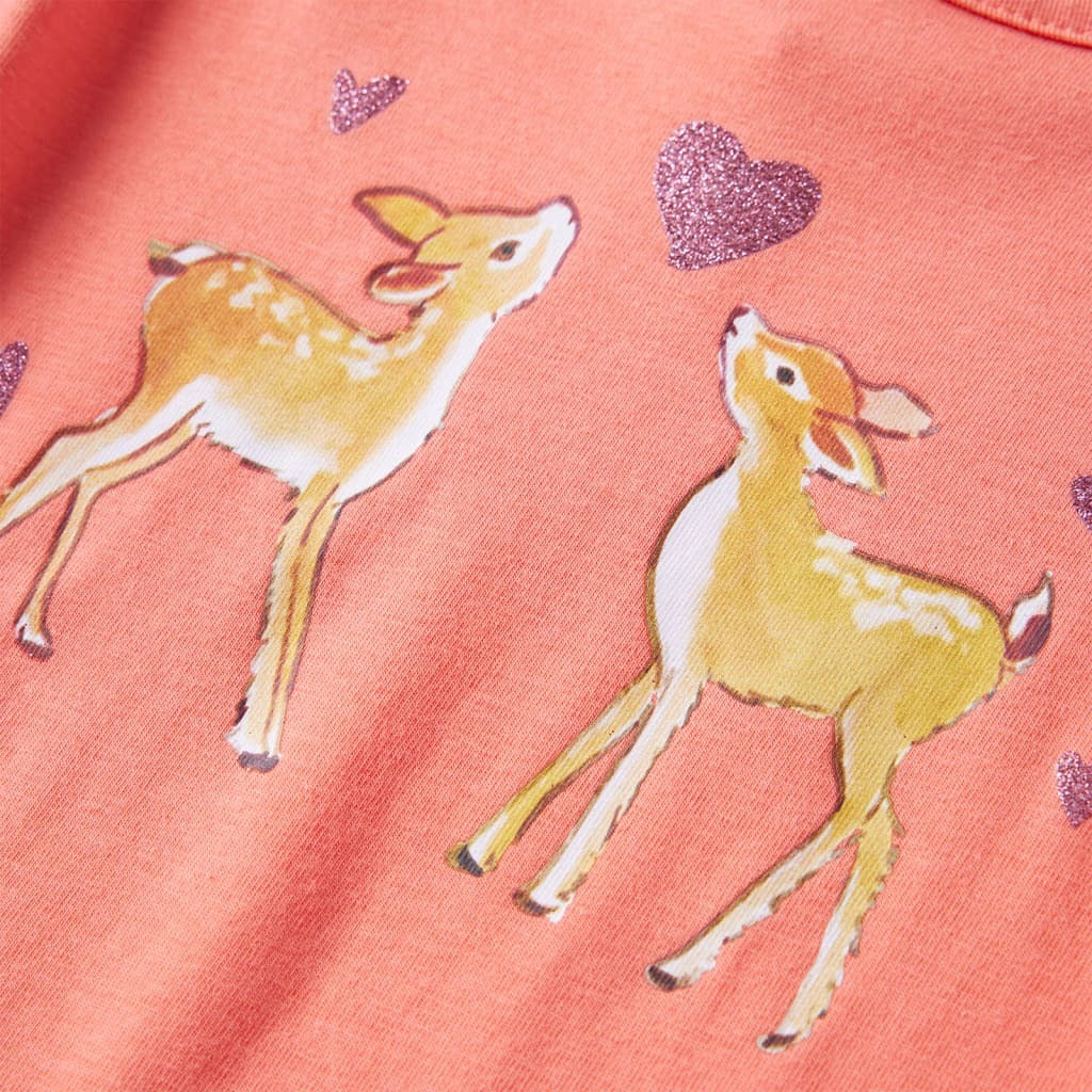 Kids' T-shirt with Long Sleeves Deers Print Coral 104