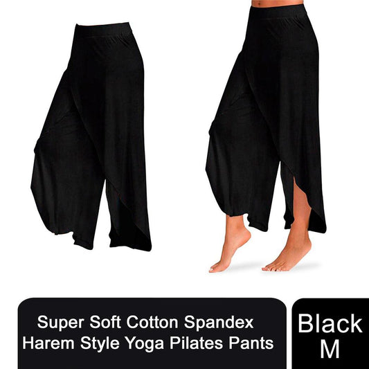 Super Soft Cotton Spandex Harem Style Yoga Pilates Pants, Black