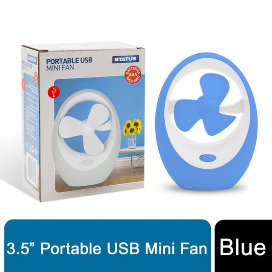 Status 3.5" USB Mini Fan - Blue