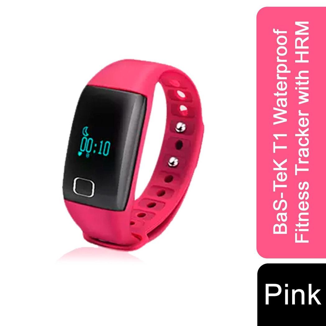 BaS-TeK T1 Waterproof Fitness Tracker with HRM - Pink