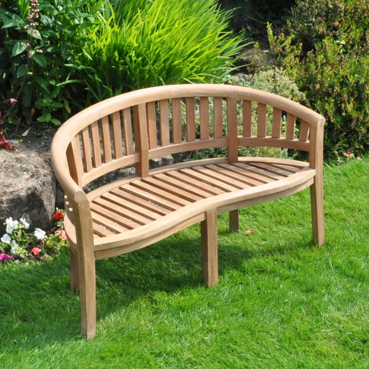 Childrens bowood teak curved bench