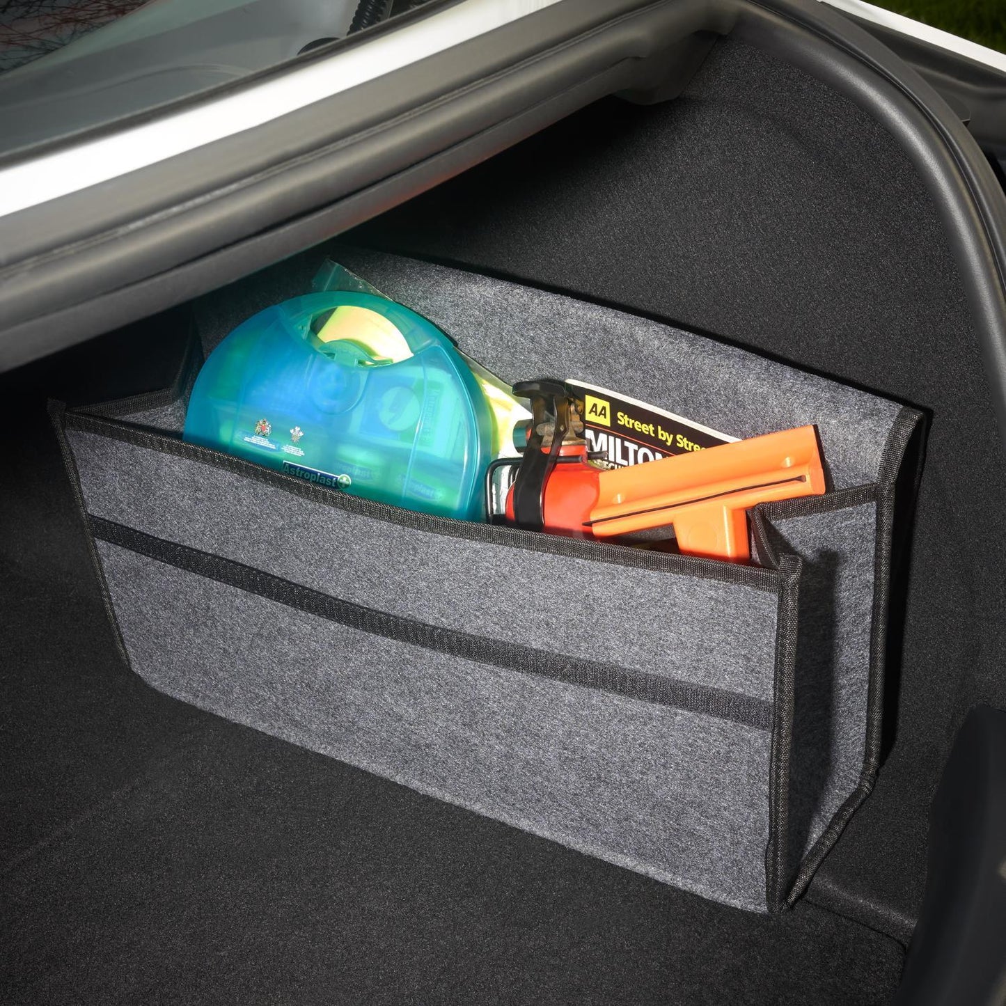 Deluxe Car Boot Storage Organiser Bag Anti Slip Foldable Large Tool Box - Grey