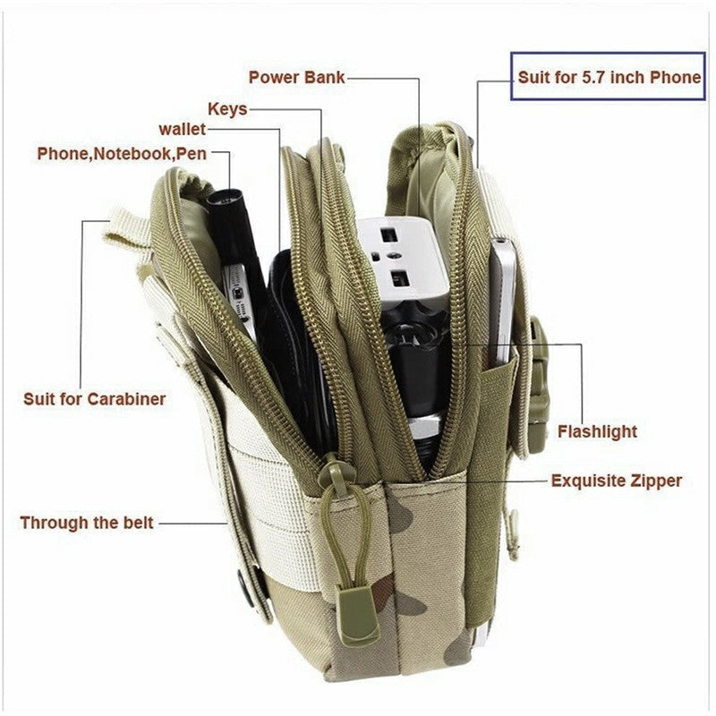 Tactical Waist Pouch EDC Molle Waist Bag Belt Phone Pouch Holster Purse Carrying Pouch - Army Green khaki