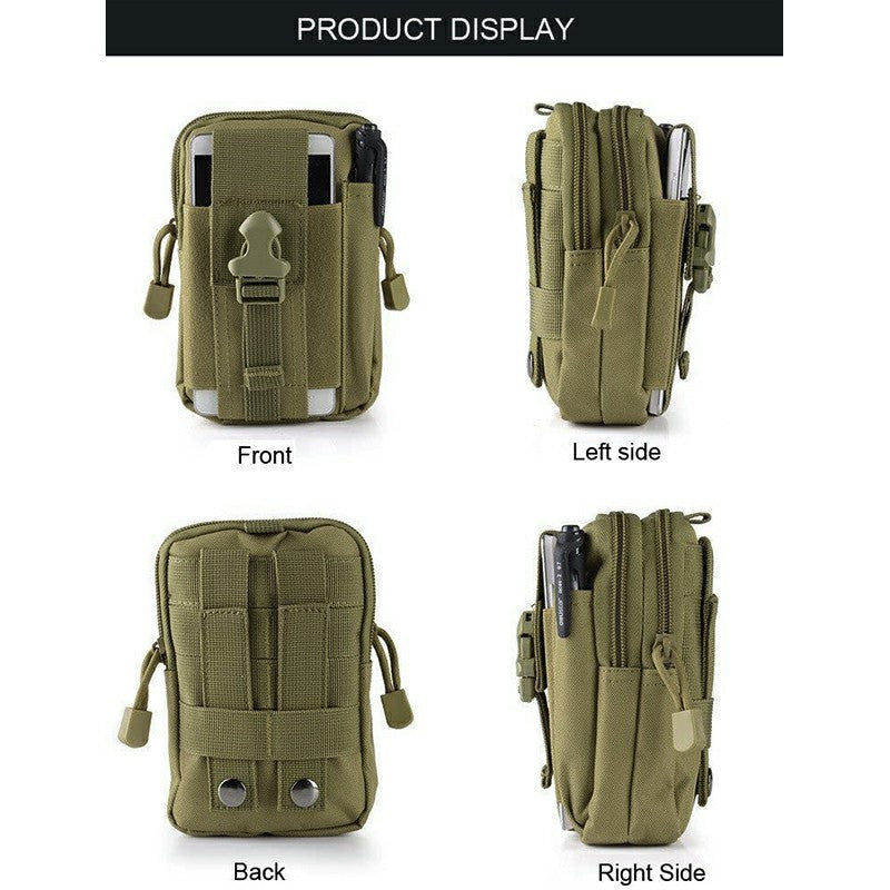 Tactical Waist Pouch EDC Molle Waist Bag Belt Phone Pouch Holster Purse Carrying Pouch - Army Green khaki