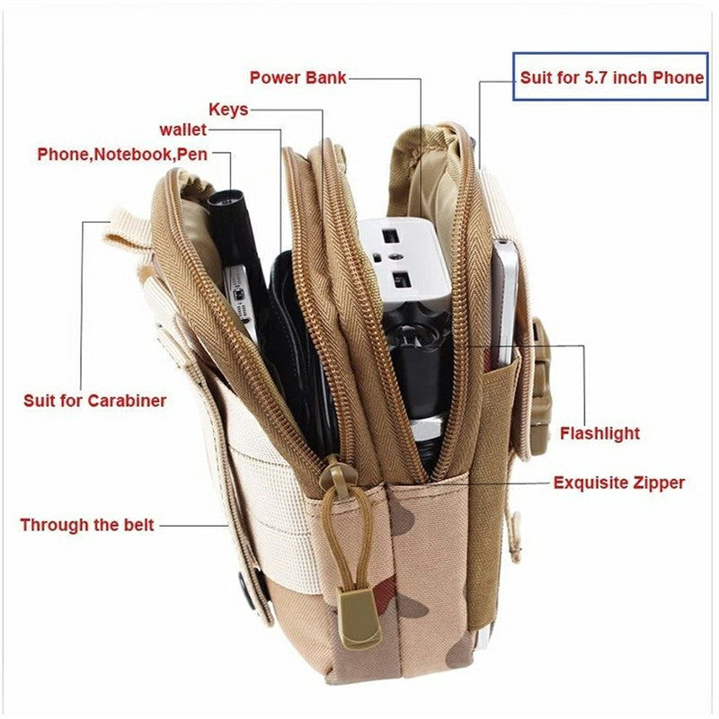 Tactical Waist Pouch EDC Molle Waist Bag Belt Phone Pouch Holster Purse Carrying Pouch - Army Green khaki