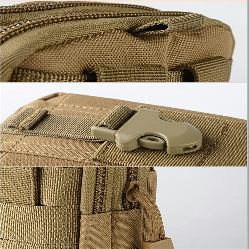 Tactical Waist Pouch EDC Molle Waist Bag Belt Phone Pouch Holster Purse Carrying Pouch - Army Green khaki