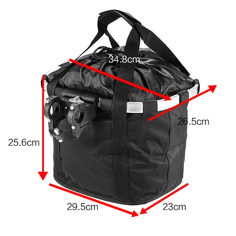 Oxford Cloth Bike Basket Detachable Bicycle Front Canvas Basket Pet Carrier Bag with Aluminum Alloy Frame - Black